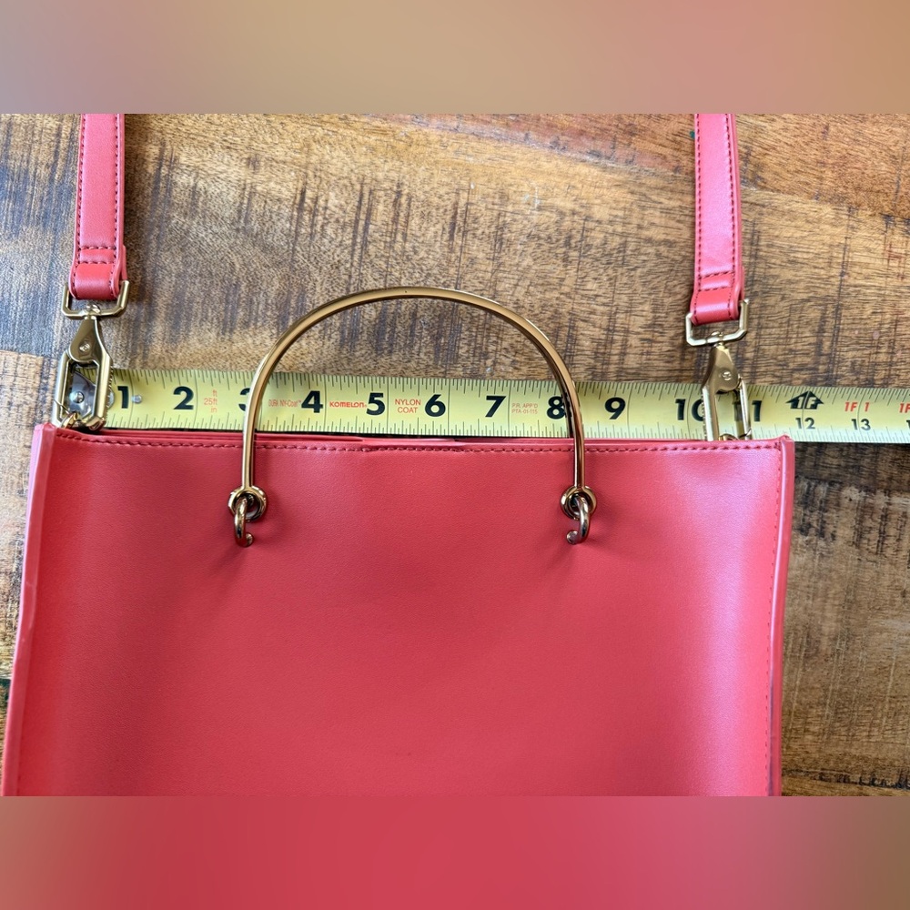 🆕 Charles & Keith Curved Edge‎ Tote Bag Burnt Orange Handbag - Picture 13 of 13
